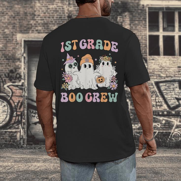 1st Grade Boo Crew Groovy Halloween Floral Ghost Kid Teacher Men's Back Print T-Shirt, funny design 1st Grade Boo Crew Groovy Halloween Floral Ghost Kid Teacher Men's Back Print T-Shirt, funny design