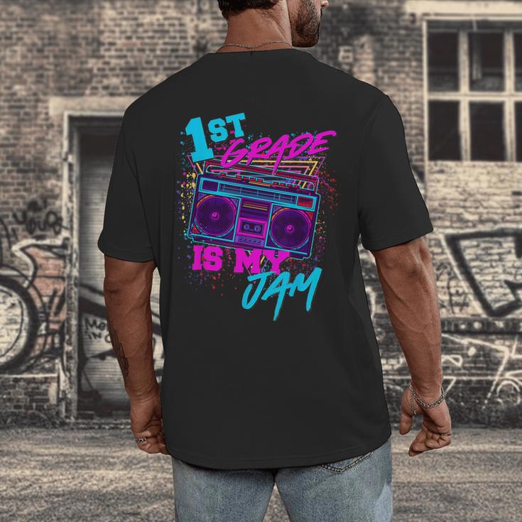 1st Grade Is My Jam Vintage 80s 80's Teacher Student Retro Men's Back Print T-Shirt, funny design 1st Grade Is My Jam Vintage 80s 80's Teacher Student Retro Men's Back Print T-Shirt, funny design