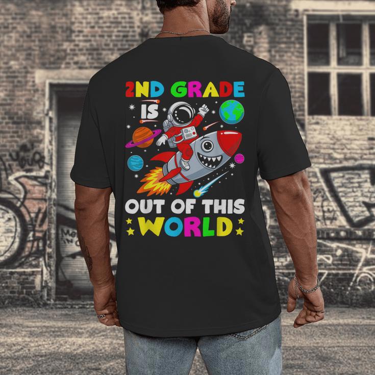 2nd Grade Is Out Of This World Space Rocket Planets Teacher Men's Back Print T-Shirt, funny design 2nd Grade Is Out Of This World Space Rocket Planets Teacher Men's Back Print T-Shirt, funny design