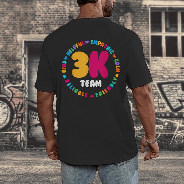 3K Team & Teacher Squad Threes Crew PreK Elementary Team Men's Back Print T-Shirt, funny design 3K Team & Teacher Squad Threes Crew PreK Elementary Team Men's Back Print T-Shirt, funny design
