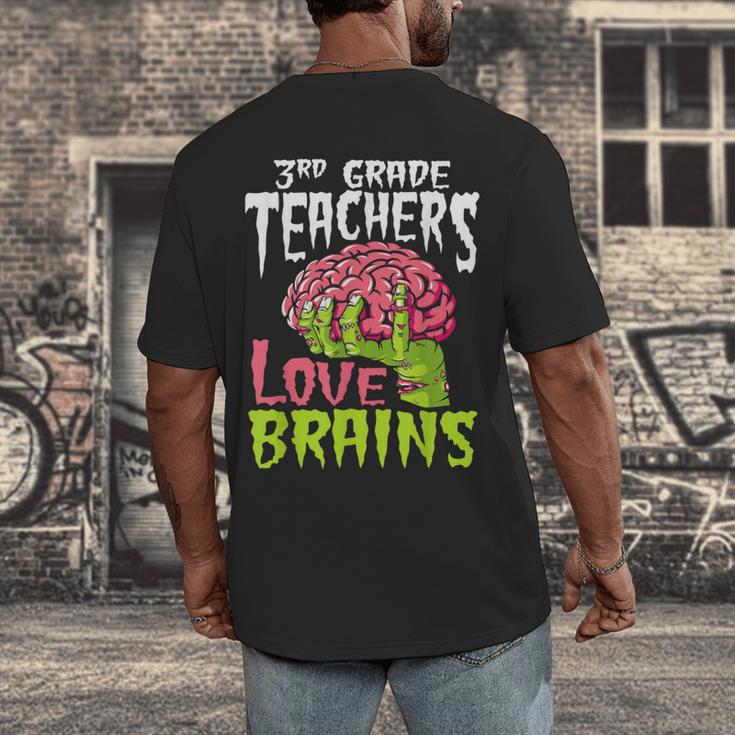 3rd Grade Teachers Love Brains Zombie Teacher Halloween Men's Back Print T-Shirt, funny design 3rd Grade Teachers Love Brains Zombie Teacher Halloween Men's Back Print T-Shirt, funny design