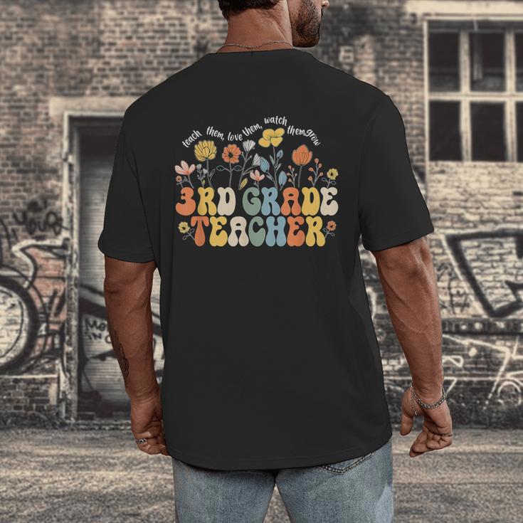 3rd Third Grade Teacher Appreciation Teaching Wildflowers Men's Back Print T-Shirt, funny design 3rd Third Grade Teacher Appreciation Teaching Wildflowers Men's Back Print T-Shirt, funny design