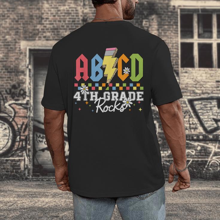4th Grade Rocks ABCD Back To School Rock Teachers Men's Back Print T-Shirt, funny design