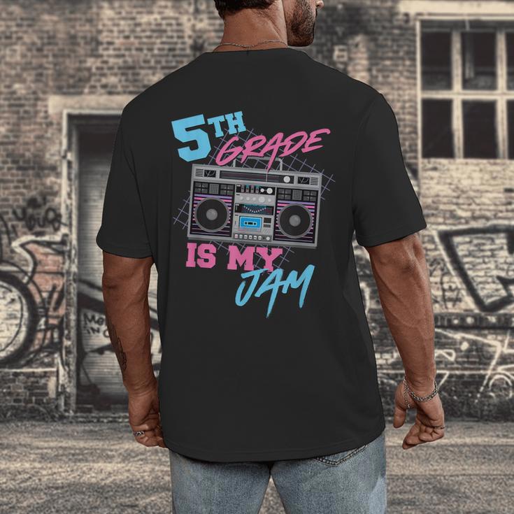 5th Grade Is My Jam Vintage 80s Boombox Teacher Student Men's Back Print T-Shirt, funny design
