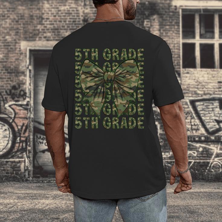 5th Grade Teacher Student Camo Bow Back To School Men's Back Print T-Shirt, funny design