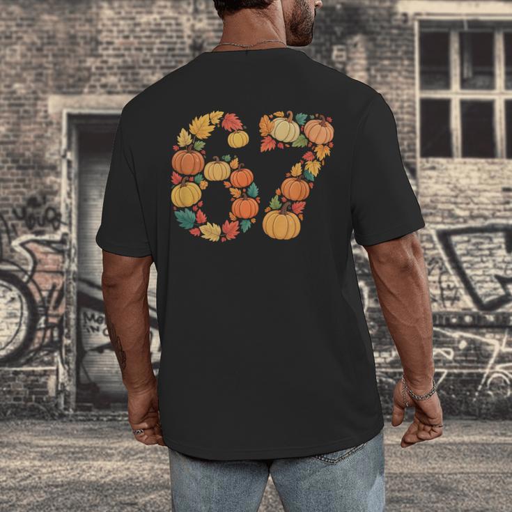 67 6 7 Fall Leaves For Teachers 67 Teacher Men's Back Print T-Shirt, funny design