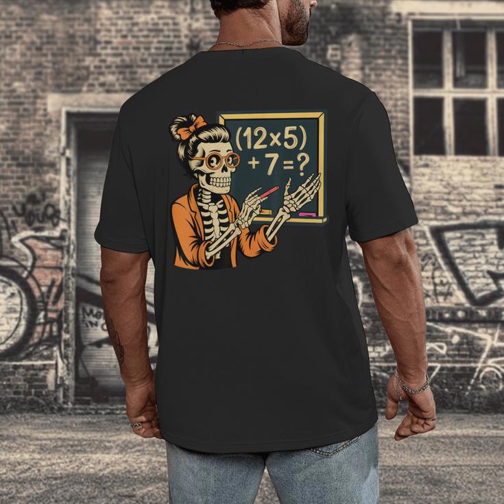 67 Teacher Halloween Skeleton Men's Back Print T-Shirt, funny design