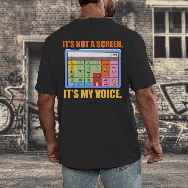 AAC Awareness AAC Teacher It's Not A Screen It's My Voice Men Women Men's Back Print T-Shirt, funny design AAC Awareness AAC Teacher It's Not A Screen It's My Voice Men Women Men's Back Print T-Shirt, funny design