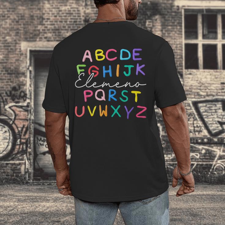 ABC Elemeno Kindergarten Teacher Boy Girl Kid Back To School Men's Back Print T-Shirt, funny design ABC Elemeno Kindergarten Teacher Boy Girl Kid Back To School Men's Back Print T-Shirt, funny design