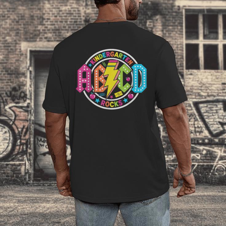 ABCD Kindergarten Rocks Back To School Teachers Students Men's Back Print T-Shirt, funny design ABCD Kindergarten Rocks Back To School Teachers Students Men's Back Print T-Shirt, funny design