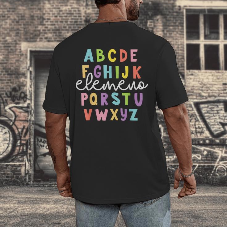 Alphabet ABC Elemeno Teacher Student Back To School Men's Back Print T-Shirt, funny design Alphabet ABC Elemeno Teacher Student Back To School Men's Back Print T-Shirt, funny design