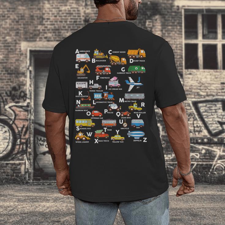 Alphabet Vehicles ABCs Learning Teachers Kids Boys Girls Men's Back Print T-Shirt, funny design
