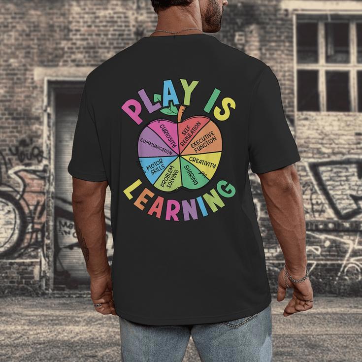 Apple Retro Play Is Learning Kindergarten Teacher Daycare Men's Back Print T-Shirt, funny design Apple Retro Play Is Learning Kindergarten Teacher Daycare Men's Back Print T-Shirt, funny design