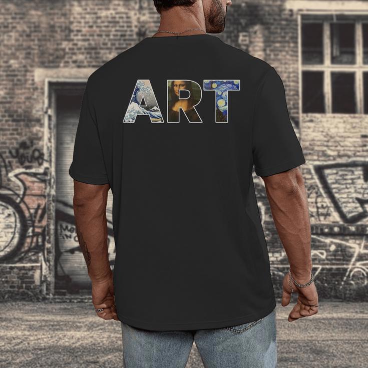 Art Artist Painting Teacher T Shirt Mona Lisa Great Wave For Men Women Men's Back Print T-Shirt, funny design