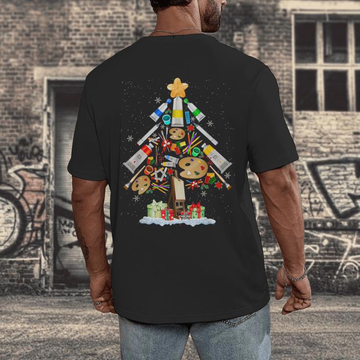 Art Christmas Tree Merry Christmas Artist Art Teacher Men's Back Print T-Shirt, funny design Art Christmas Tree Merry Christmas Artist Art Teacher Men's Back Print T-Shirt, funny design