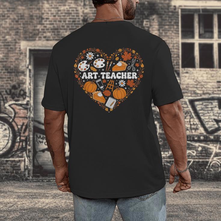 Art Teacher Heart Autumn Thanksgiving Kids Men's Back Print T-Shirt, funny design Art Teacher Heart Autumn Thanksgiving Kids Men's Back Print T-Shirt, funny design