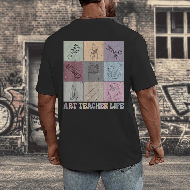 Art Teacher Life Retro Groovy Teaching Future Artists Men's Back Print T-Shirt, funny design