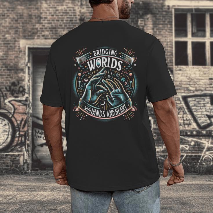 ASL Interpreter Deaf ASL Teacher American Sign Language Men's Back Print T-Shirt, funny design