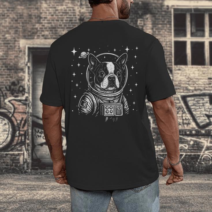 Astronaut Boston Terrier Space Galaxy Dog Lovers Men's Back Print T-Shirt, funny design