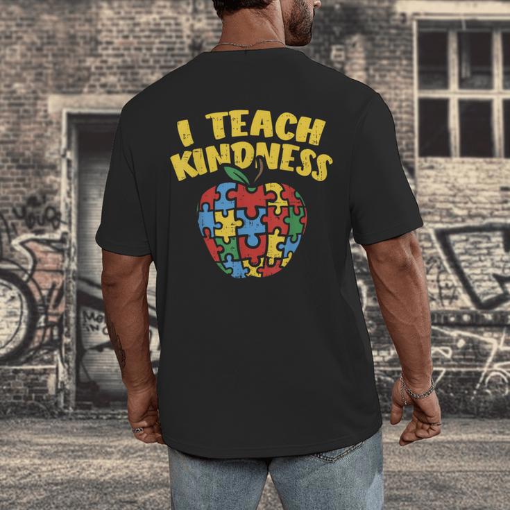 Autism Teacher Shirt I Teach Kindness Apple Puzzle Awareness Men's Back Print T-Shirt, funny design Autism Teacher Shirt I Teach Kindness Apple Puzzle Awareness Men's Back Print T-Shirt, funny design
