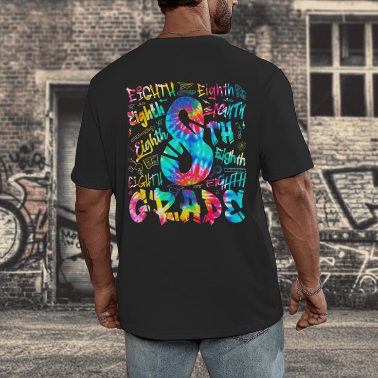 Back To School Eighth 8th Grade Tie Dye Typography Teacher Men's Back Print T-Shirt, funny design