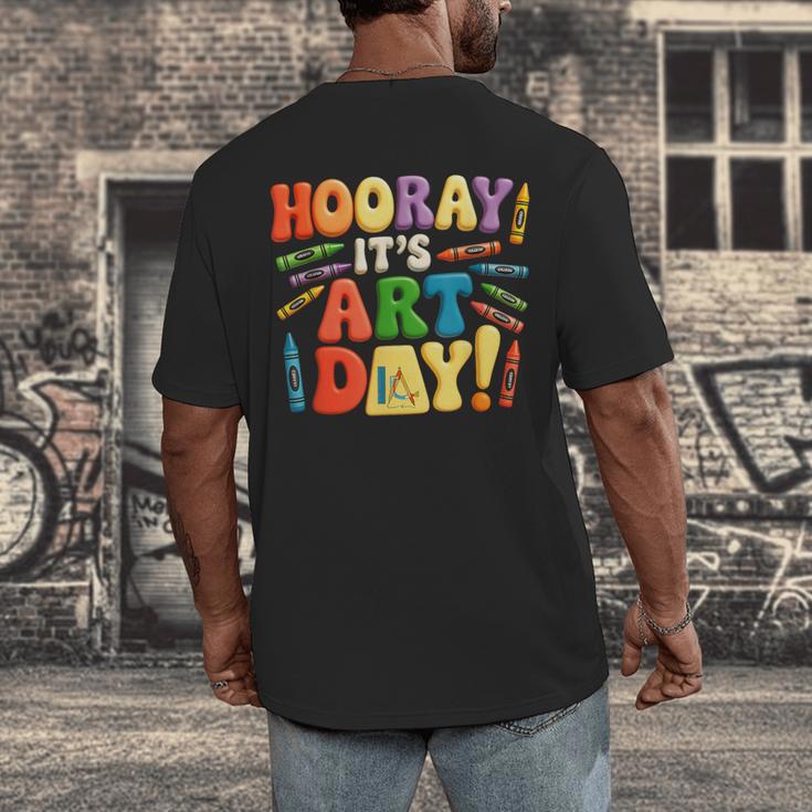 Back To School Hooray It's Art Day Art Teacher Artist Men's Back Print T-Shirt, funny design Back To School Hooray It's Art Day Art Teacher Artist Men's Back Print T-Shirt, funny design