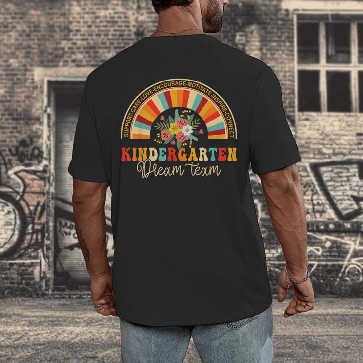 Back To School Kindergarten Dream Team Teacher Love Floral Men's Back Print T-Shirt, funny design Back To School Kindergarten Dream Team Teacher Love Floral Men's Back Print T-Shirt, funny design