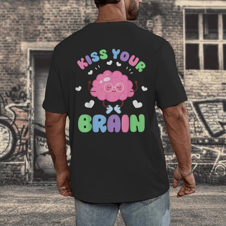 Back To School Kiss Your Brain Cute Teacher Appreciation Men's Back Print T-Shirt, funny design