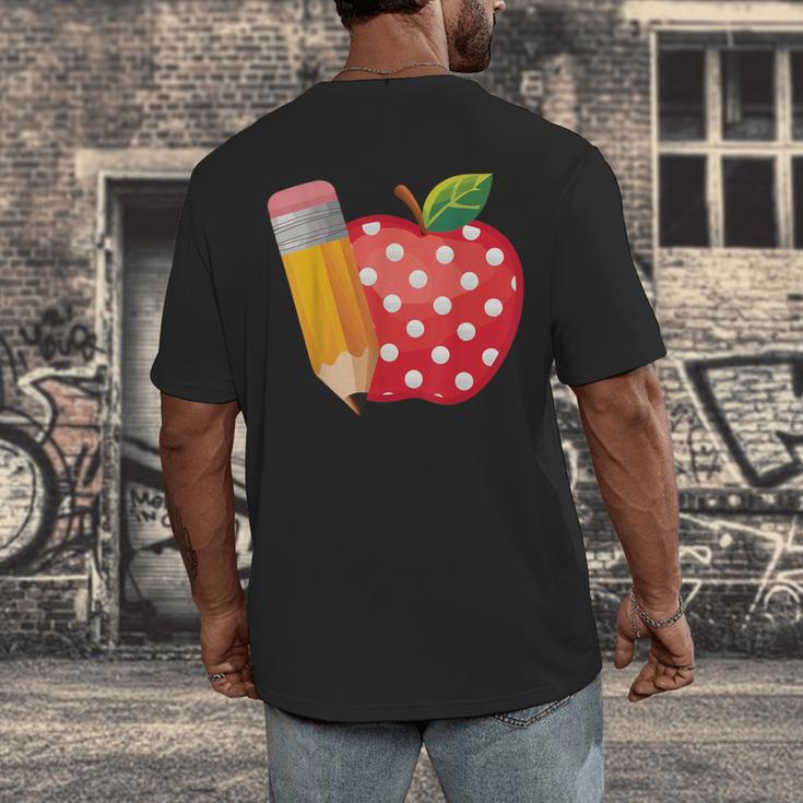 Back To School Pencil And Apple Teacher Student Men's Back Print T-Shirt, funny design Back To School Pencil And Apple Teacher Student Men's Back Print T-Shirt, funny design