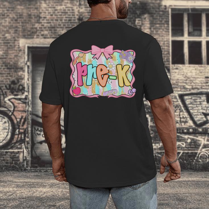 Back To School Pre-K Preppy Teacher Girl Men's Back Print T-Shirt, funny design Back To School Pre-K Preppy Teacher Girl Men's Back Print T-Shirt, funny design