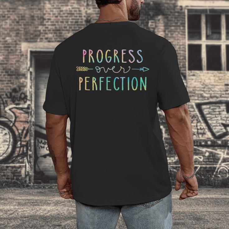 Back To School Progress Over Perfection Motivational Teacher Men's Back Print T-Shirt, funny design Back To School Progress Over Perfection Motivational Teacher Men's Back Print T-Shirt, funny design