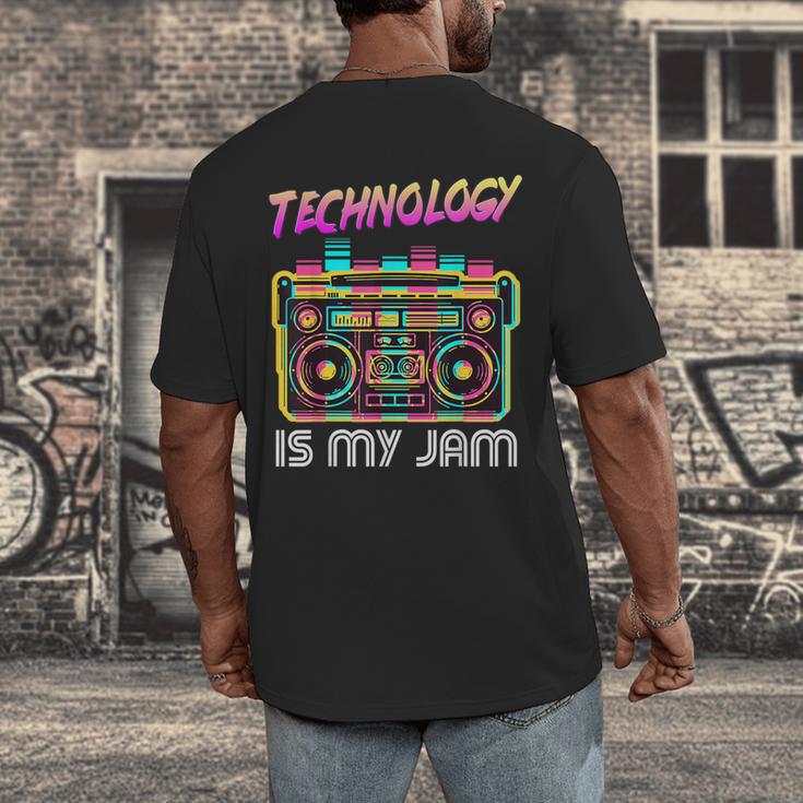 Back To School Retro Technology Is My Jam 80's Teacher Men's Back Print T-Shirt, funny design Back To School Retro Technology Is My Jam 80's Teacher Men's Back Print T-Shirt, funny design