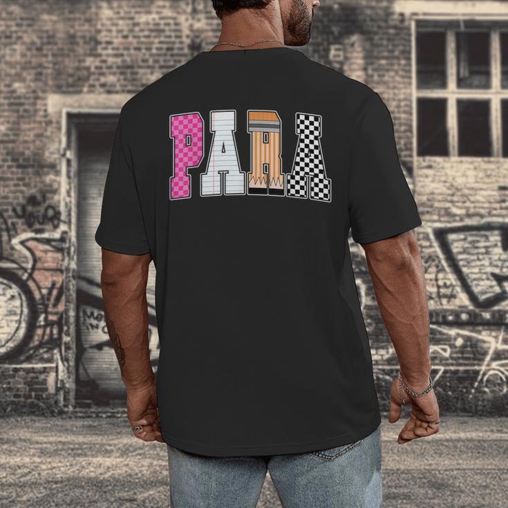 Back To School Teacher Para Preppy Checkered Para Life Men's Back Print T-Shirt, funny design Back To School Teacher Para Preppy Checkered Para Life Men's Back Print T-Shirt, funny design