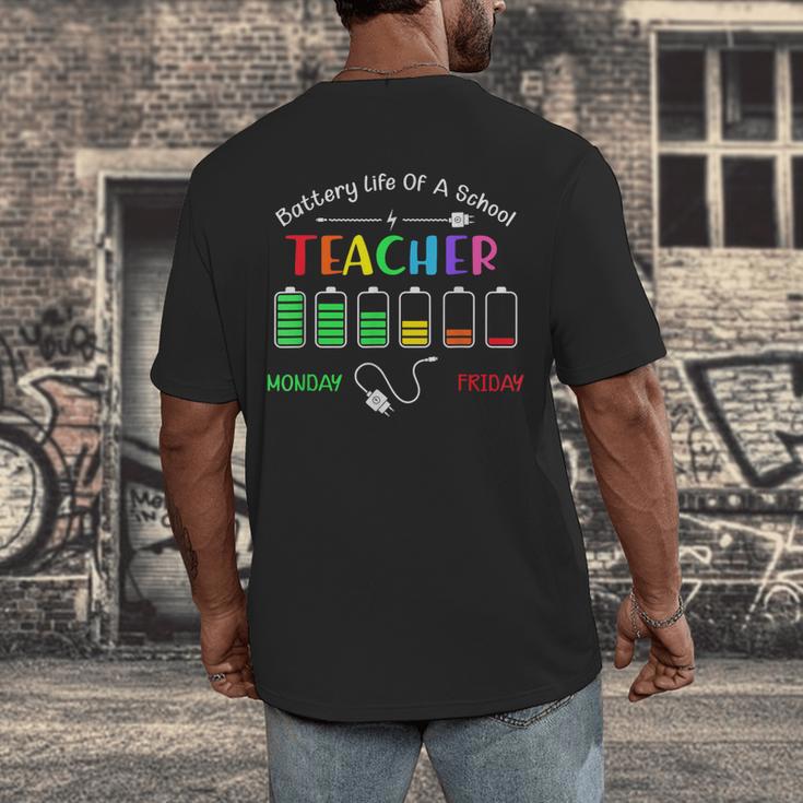 Battery Life Of A School Teacher Monday To Friday For Men Women Men's Back Print T-Shirt, funny design