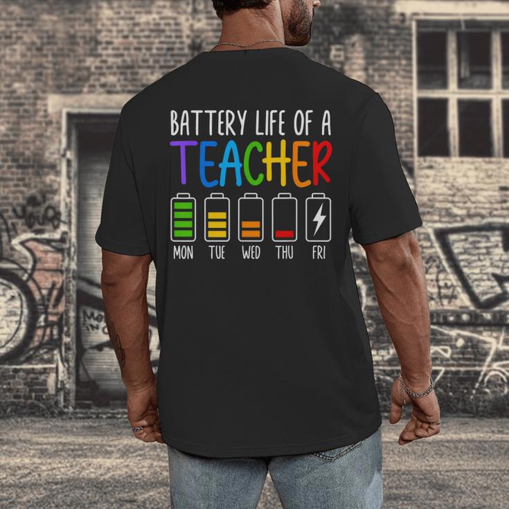 Battery Life Of A Teacher School Teacher Appreciation Men's Back Print T-Shirt, funny design Battery Life Of A Teacher School Teacher Appreciation Men's Back Print T-Shirt, funny design