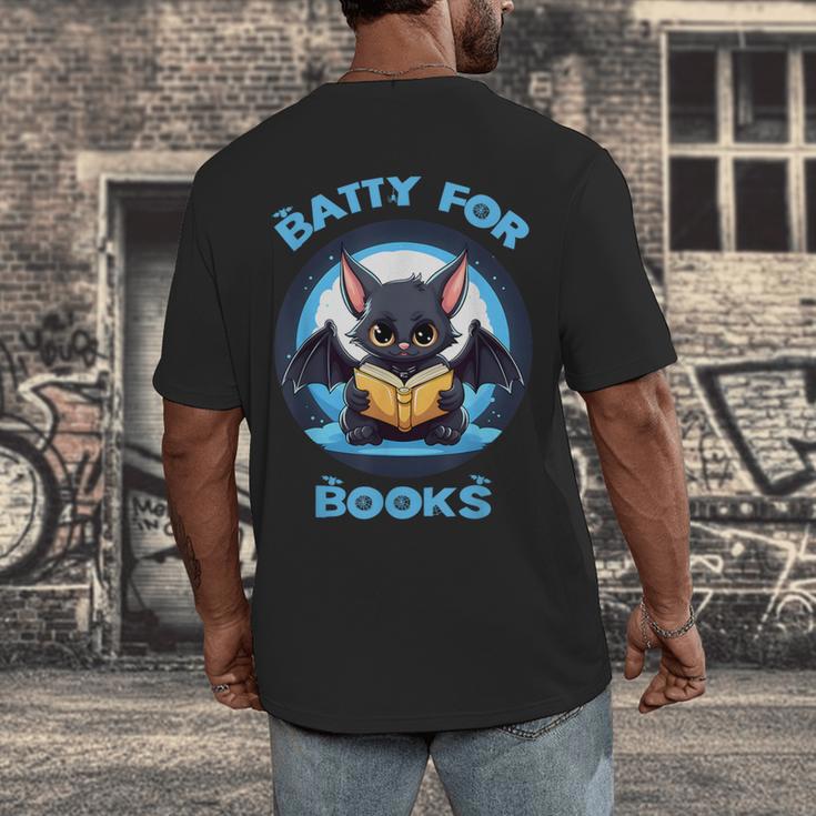 Batty About Books Lover Teacher Librarian Bookish Halloween For Men Women Kids Men's Back Print T-Shirt, funny design Batty About Books Lover Teacher Librarian Bookish Halloween For Men Women Kids Men's Back Print T-Shirt, funny design