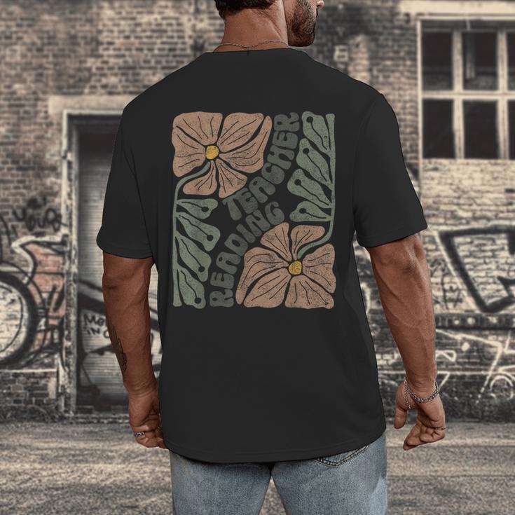 Boho Floral Reading Teacher Retro Reading Specialist Wildfl Men's Back Print T-Shirt, funny design Boho Floral Reading Teacher Retro Reading Specialist Wildfl Men's Back Print T-Shirt, funny design