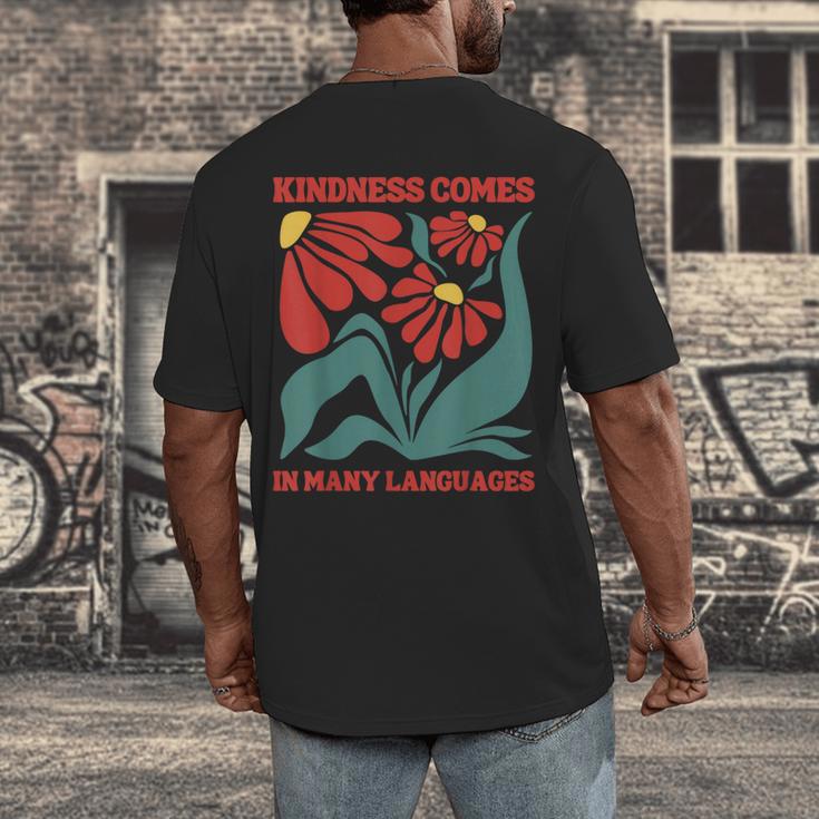 Boho Flower ESL Teacher Kindness Comes In Many Languages Men's Back Print T-Shirt, funny design
