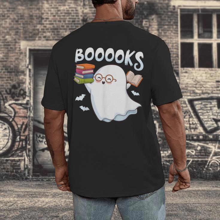 Books Halloween Librarian Teacher Reader Reading Book Lover Men's Back Print T-Shirt, funny design