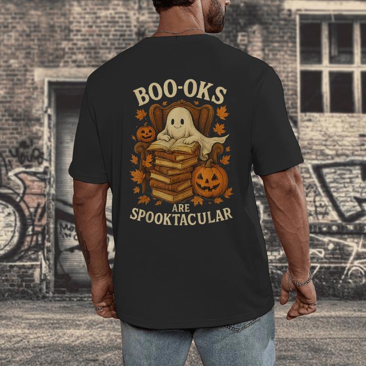 Books Are Spooktacular Ghost Book Reading Halloween Teachers Men's Back Print T-Shirt, funny design Books Are Spooktacular Ghost Book Reading Halloween Teachers Men's Back Print T-Shirt, funny design