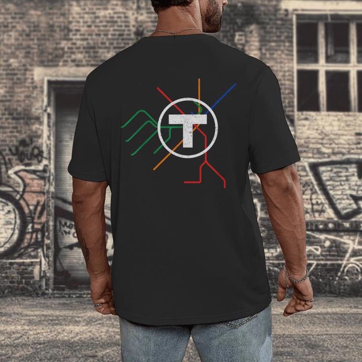Boston T Subway Map Vintage MBTA Men's Back Print T-Shirt, funny design