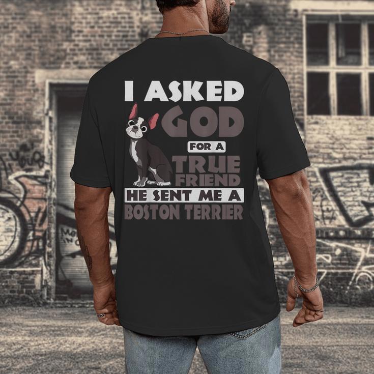 Boston Terrier American Gentleman Non-Sporting Dog Lover Men's Back Print T-Shirt, funny design
