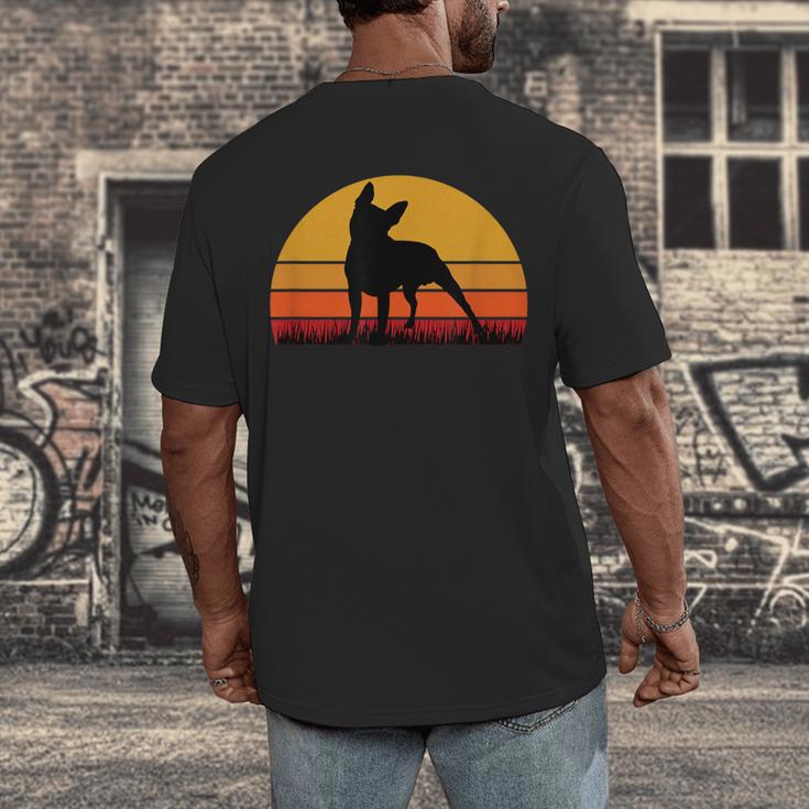 Boston Terrier Bostie Sunset Retro Dog Pet Mom Dad Men's Back Print T-Shirt, funny design