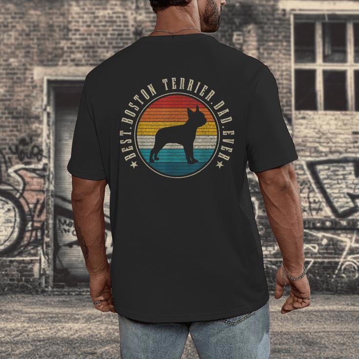 Boston Terrier Dad Retro Vintage Dog Bostie Dad Men Men's Back Print T-Shirt, funny design
