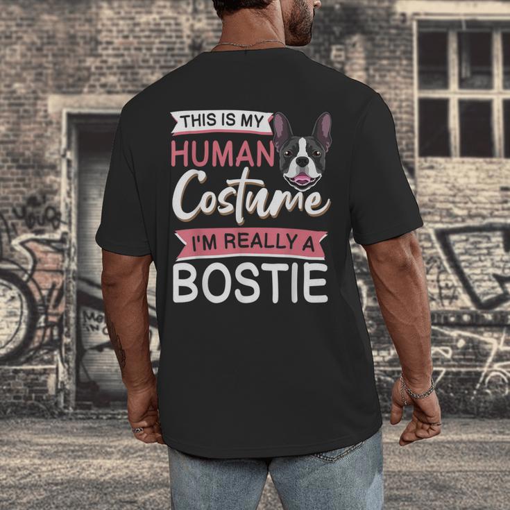 Boston Terrier Dog Bostie Halloween Costume Dog For Kids Men's Back Print T-Shirt, funny design