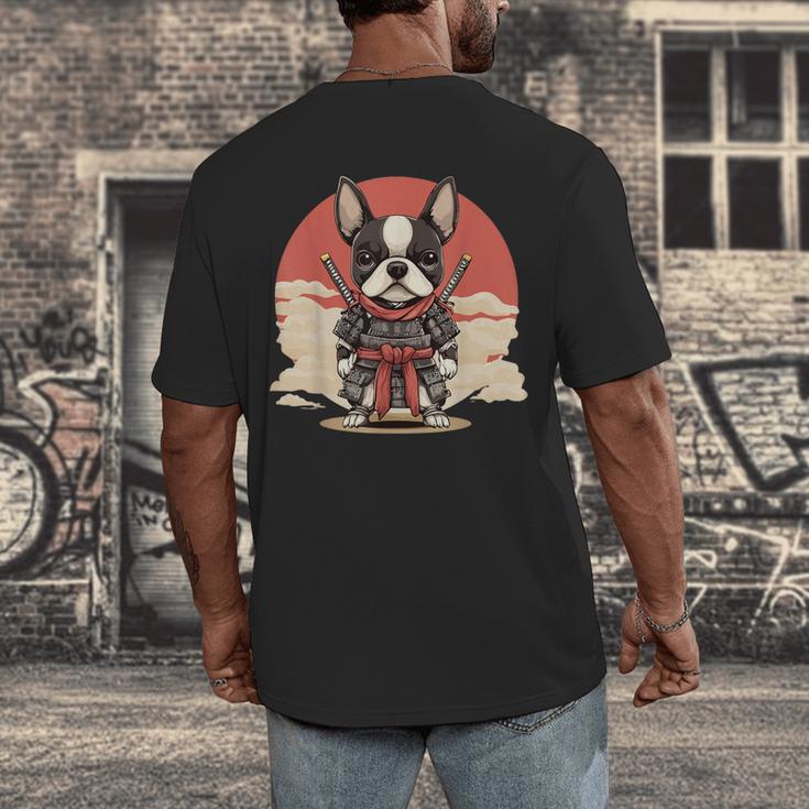 Boston Terrier Dog Japanese Style Samurai Dogs Men's Back Print T-Shirt, funny design