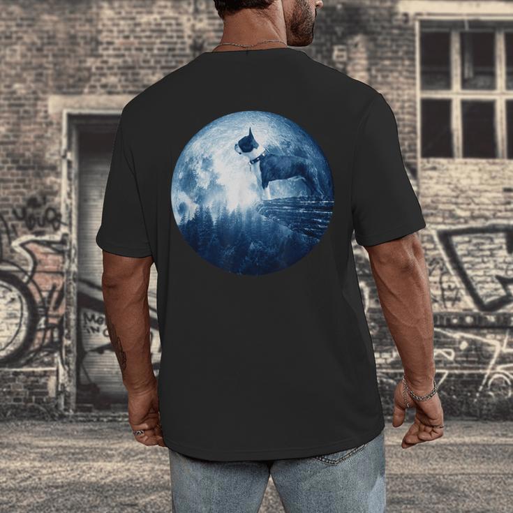 Boston Terrier Dog Moon Dog Mom Dad Women Men Dog Lovers Men's Back Print T-Shirt, funny design