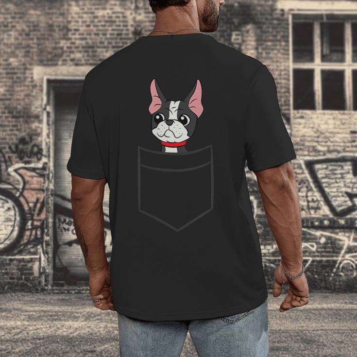 Boston Terrier Dog In The Pocket Boston Terrier For Men Women Girls Kids Men's Back Print T-Shirt, funny design