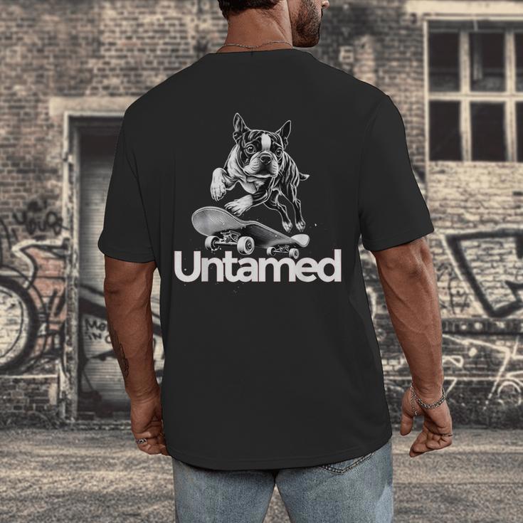 Boston Terrier Dog Untamed For Men Women Men's Back Print T-Shirt, funny design