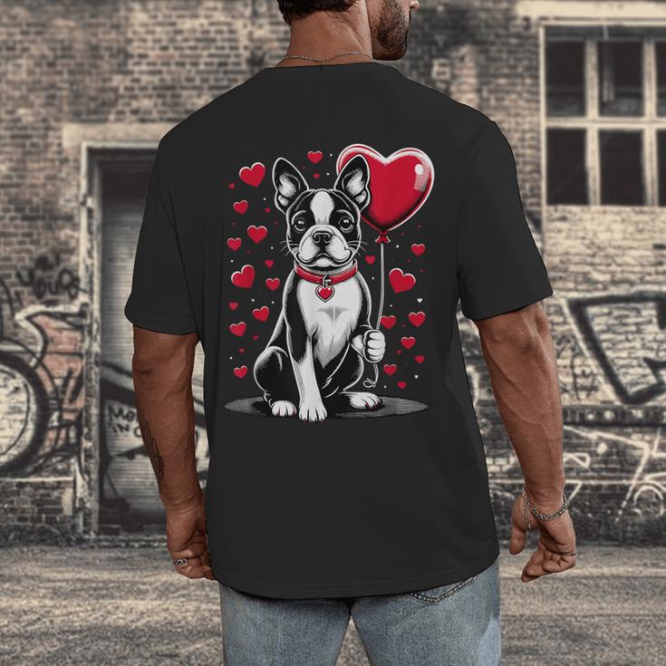 Boston Terrier Dog Valentine's Day Dog Owner Valentine Men's Back Print T-Shirt, funny design